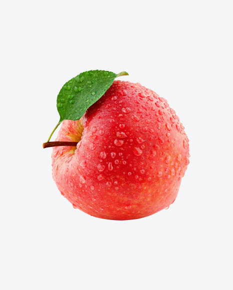 Red Apple with Water Drops PNG