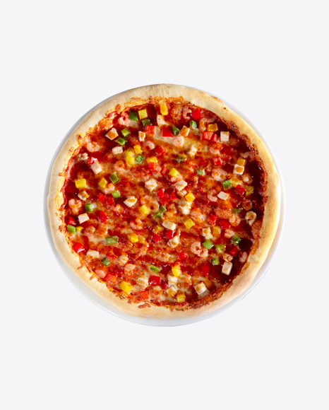 Pizza w/ Vegetables, Cheese & Shrimps
