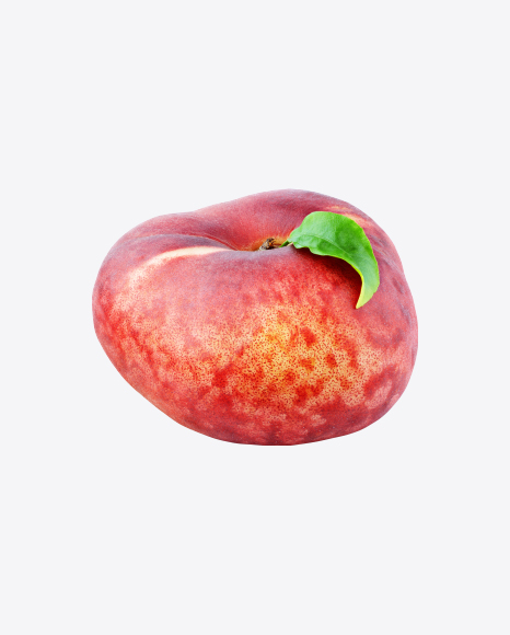 Flat Peach with Leaf PNG