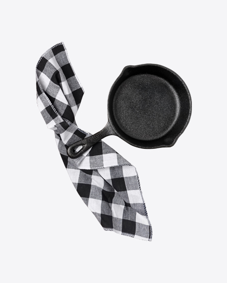 Cast Iron Pan w/ Linen Towel PNG