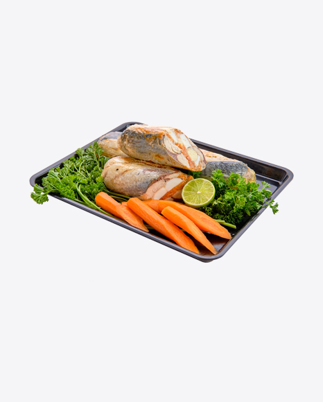 Baked Fish w/ Greens & Carrots PNG