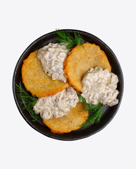 Potato Pancakes w/ Mashroom Sauce PNG