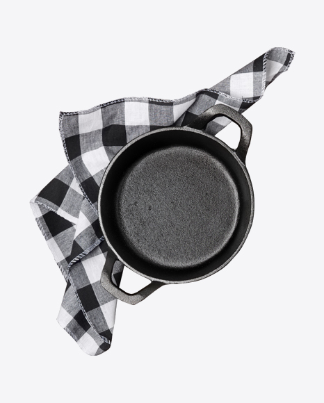 Cast Iron Pan w/ Linen Towel PNG
