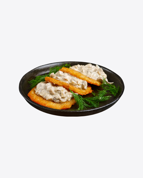 Potato Pancakes w/ Mashroom Sauce PNG