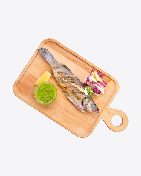 Roasted Fish w/ Salad & Pesto Sauce PNG