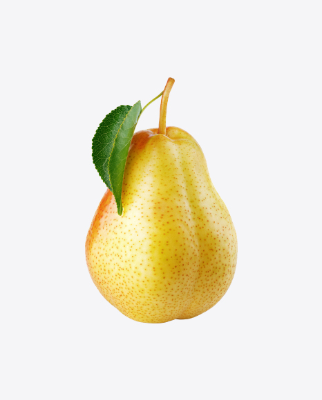 Yellow Pear with Leaf PNG