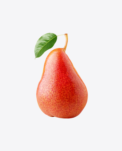 Red Pear with Leaf PNG