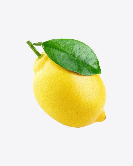 Lemon with Leaf PNG