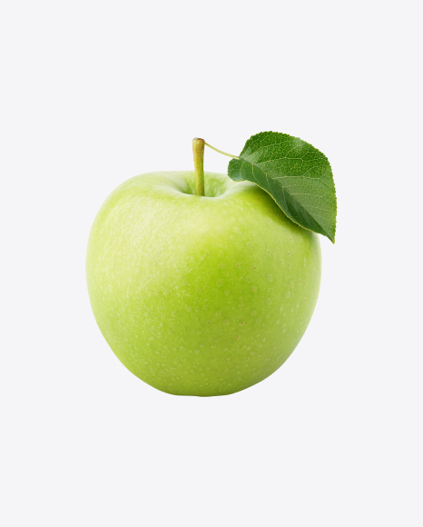 Green Apple with Leaf PNG