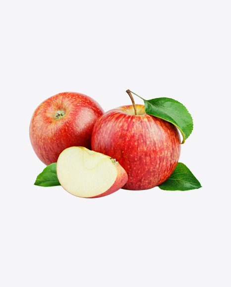 Red Apples with Leaves PNG