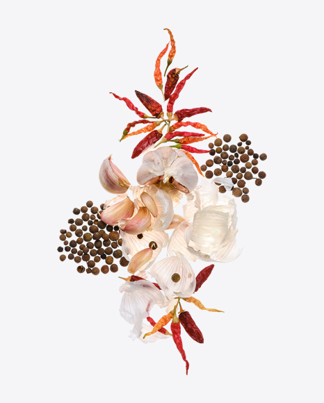 Garlic & Dried Chili Pepper and Black Pepper Set PNG