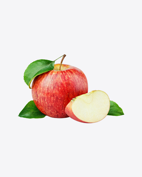 Red Apples with Leaves PNG