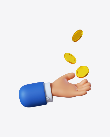 Cartoon Hand with Coins PNG