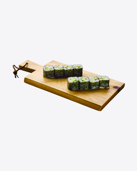 Avocado Maki on Wooden Cutting Board PNG