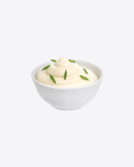 Mayonnaise w/ Greens in White Bowl PNG