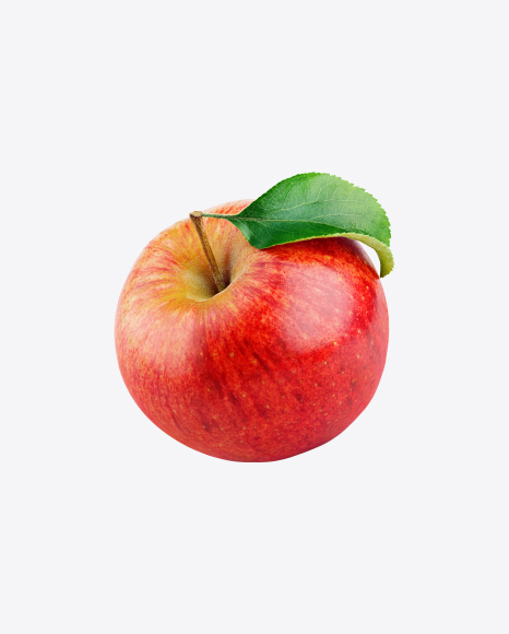 Red Apple with Leaf PNG