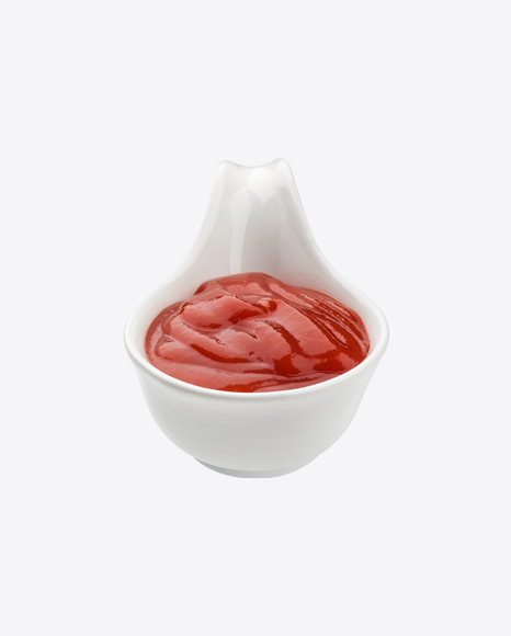 Ketchup Sauce in Ceramic Bowl PNG