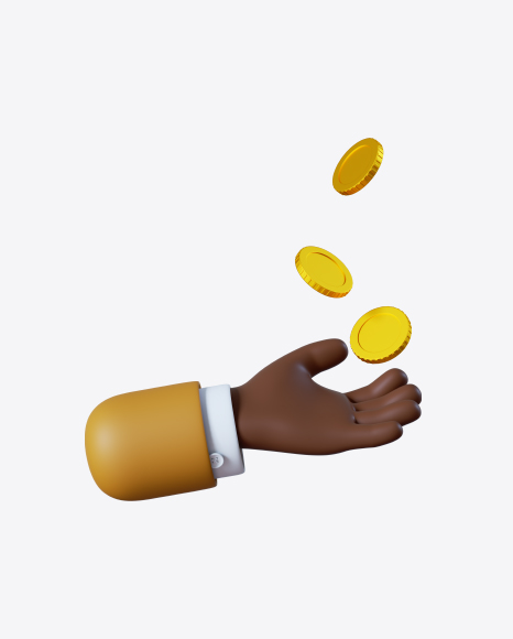 Cartoon Hand with Coins PNG