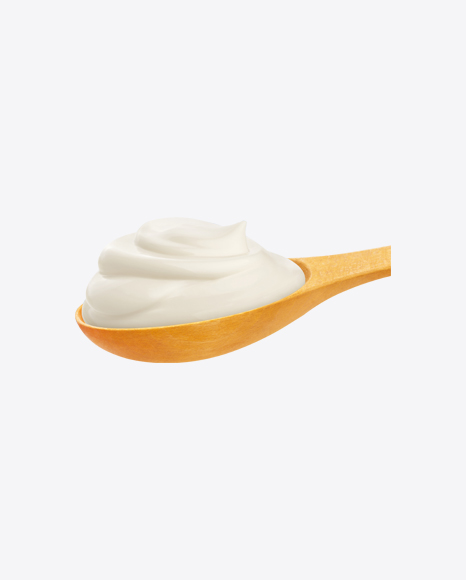 Sour Cream in Wooden Spoon PNG