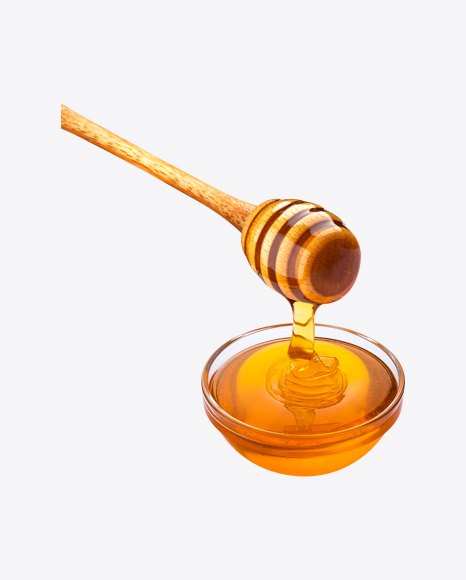 Honey Glass Bowl w/ Wooden Dipper PNG