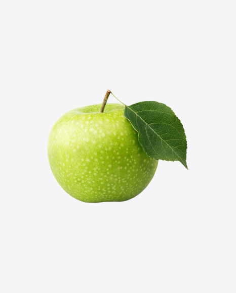 Green Apple with Leaf PNG