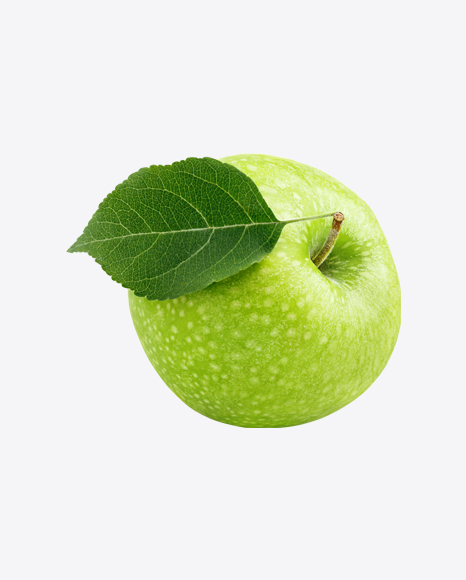 Green Apple with Leaf PNG