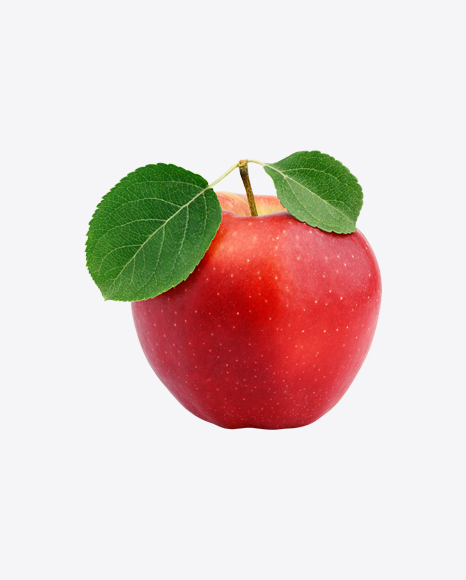 Red Apple with Leaves PNG