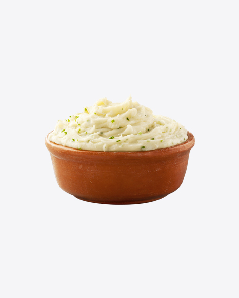 Potato Puree w/ Greens in Ceramic Bowl