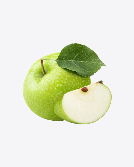 Green Apple with Slice PNG