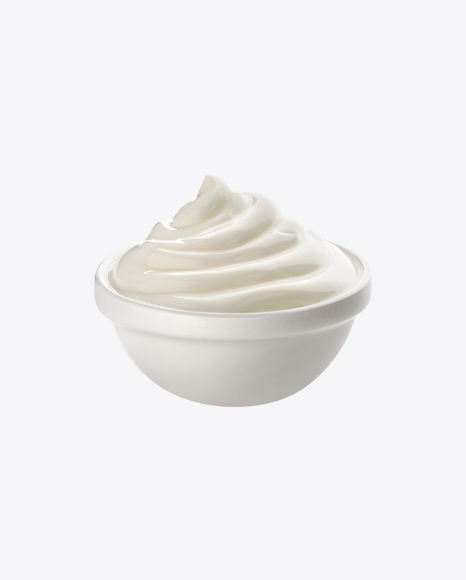 Sour Cream in Ceramic Bowl PNG