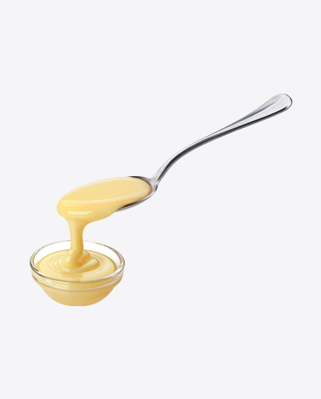 Condensed Milk in Bowl w/ Spoon PNG
