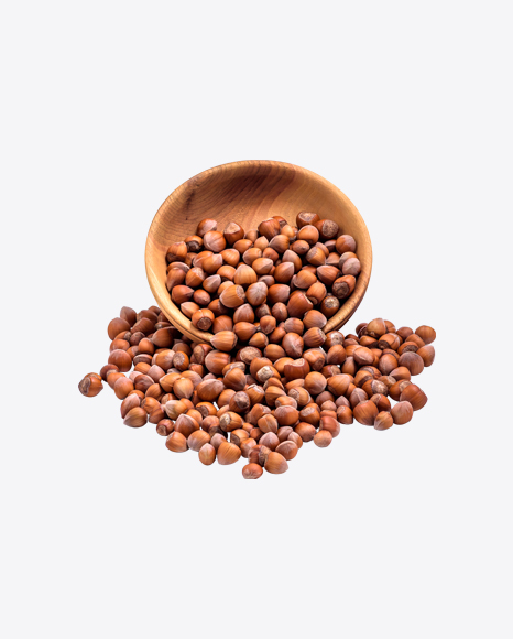 Hazelnuts in Wooden Bowl
