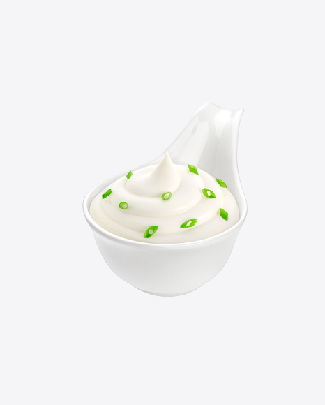 Sour Cream in Ceramic Spoon PNG