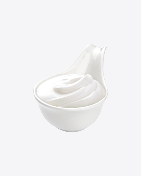 Sour Cream in Ceramic Spoon PNG