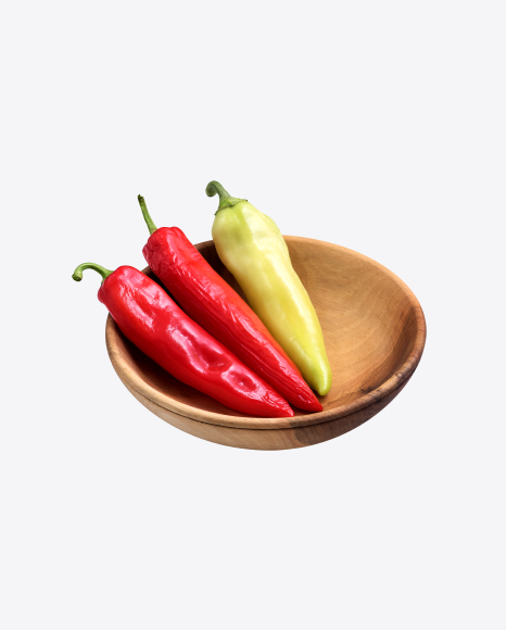 Peppers in Wooden Bowl
