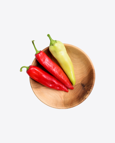 Peppers in Wooden Bowl