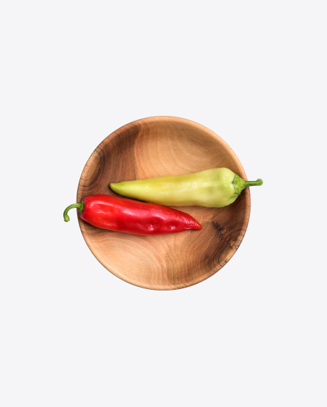 Peppers in Wooden Bowl
