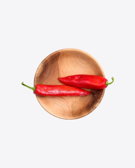 Peppers in Wooden Bowl