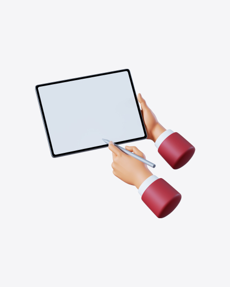 Hands with Digital Tablet PNG