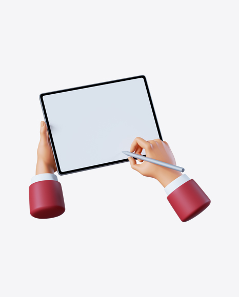 Hands with Digital Tablet PNG