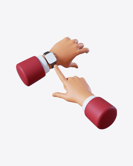 Hands with Digital Watch PNG