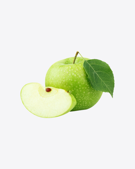 Green Apple with Slice PNG