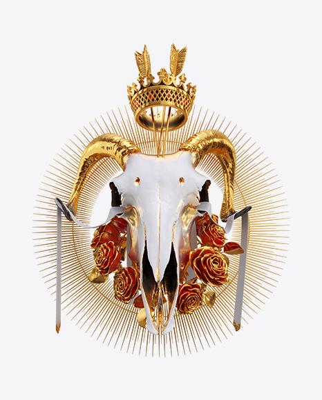 Abstract Set with White Goat Skull