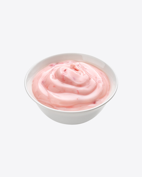 Strawberry Yoghurt in White Bowl PNG