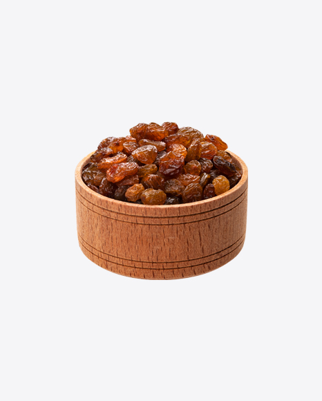 Raisins in Wooden Bowl PNG