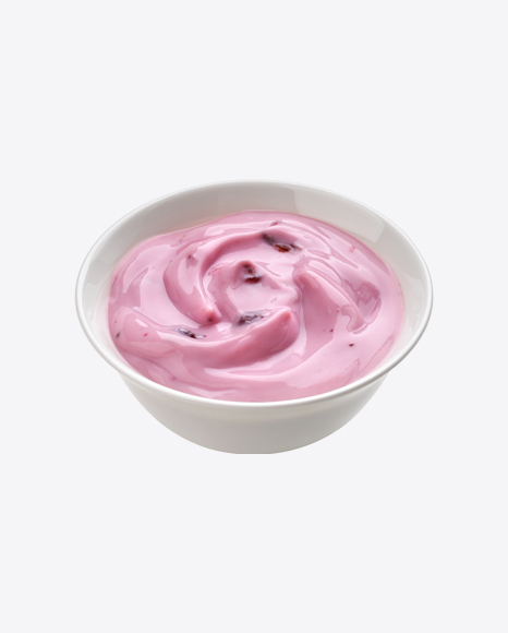 Blueberry Yoghurt in White Bowl PNG