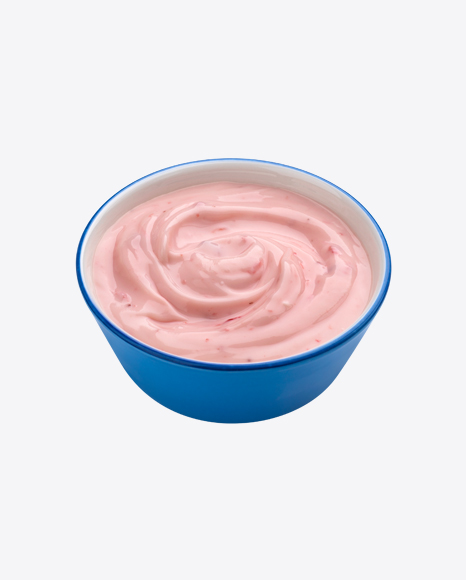 Strawberry Yoghurt in Blue Bowl PNG