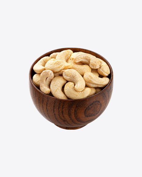 Cashew Nuts in Wooden Bowl PNG