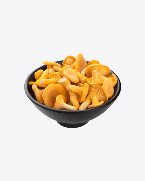 Chanterelle Mushroom in Ceramic Bowl PNG