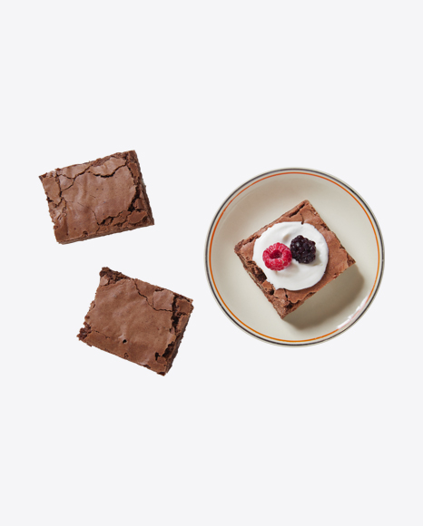 Brownie Pieces w/ Berries & Cream